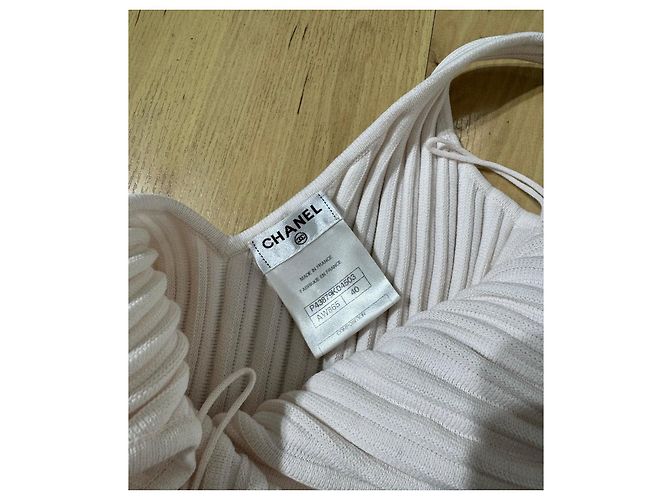 Chanel Vestido de punto blanco botones perla - vista 2