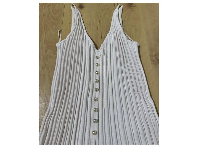 Chanel Vestido de punto blanco botones perla - vista 3