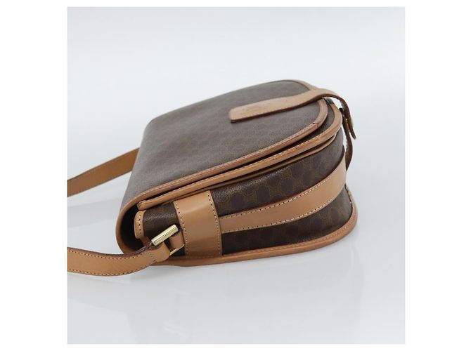Céline Celine Vintage Macadam Tela e Pelle Marrone - vista 3