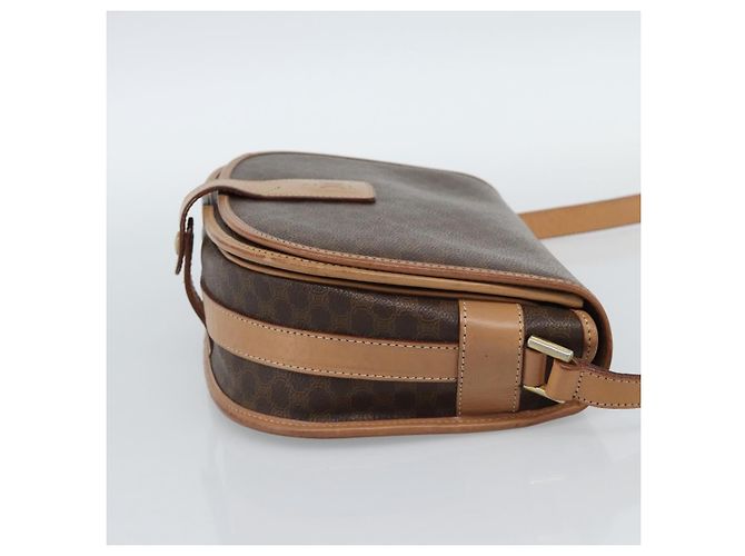 Céline Celine Vintage Macadam Tela e Pelle Marrone - vista 4