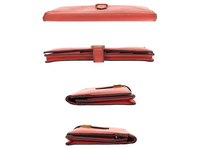 Portefeuille long Hermès Bearn Soufflé en Orange - vue 10