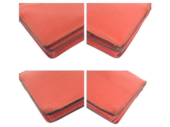 Portefeuille long Hermès Bearn Soufflé en Orange - vue 3