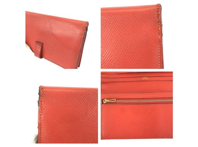 Portefeuille long Hermès Bearn Soufflé en Orange - vue 7