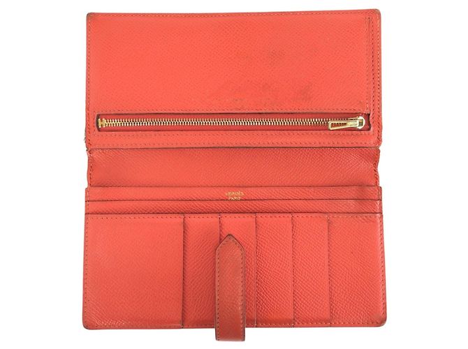 Portefeuille long Hermès Bearn Soufflé en Orange - vue 8