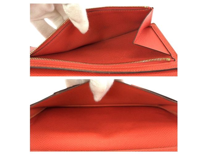 Portefeuille long Hermès Bearn Soufflé en Orange - vue 9