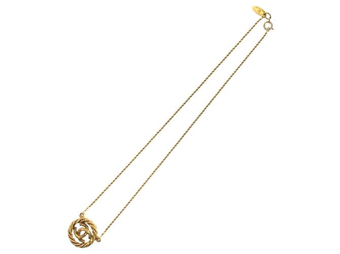 Collana in metallo dorato Chanel Vintage Coco Mark D'oro - vista 5
