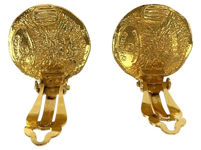 Orecchini CHANEL Vintage Round Logo Gold Plated Faux Pearl D'oro - vista 3