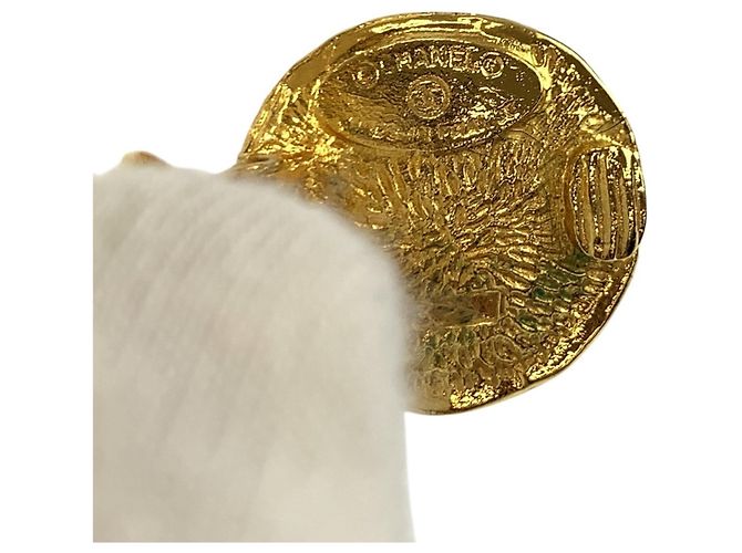 Orecchini CHANEL Vintage Round Logo Gold Plated Faux Pearl D'oro - vista 4