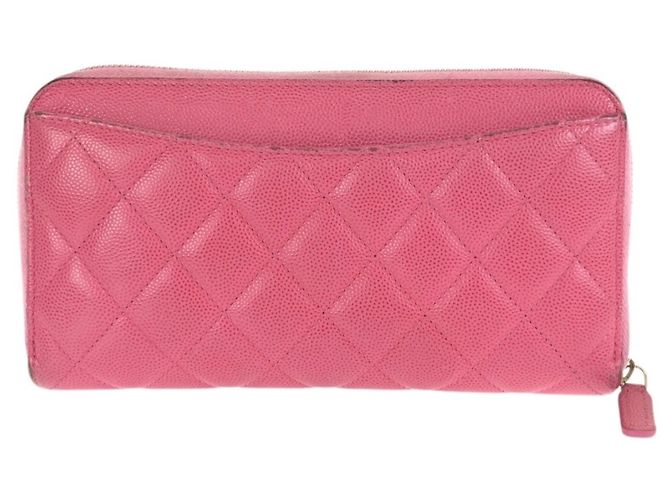 Cartera larga de piel de becerro granulada rosa Chanel - vista 2