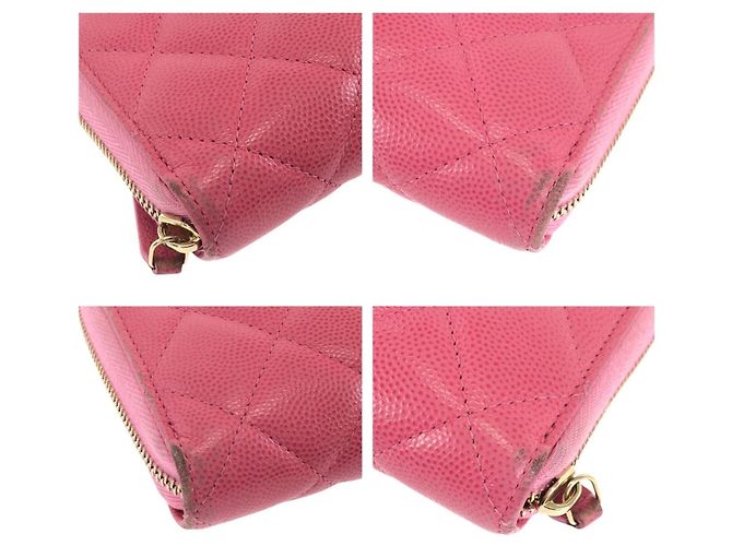 Cartera larga de piel de becerro granulada rosa Chanel - vista 3