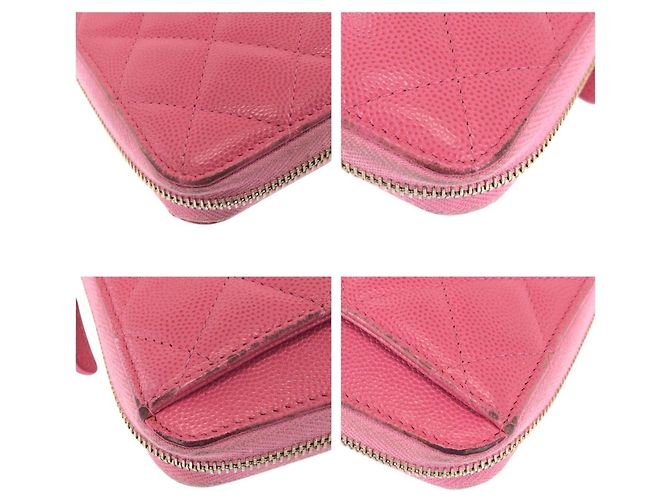 Cartera larga de piel de becerro granulada rosa Chanel - vista 4