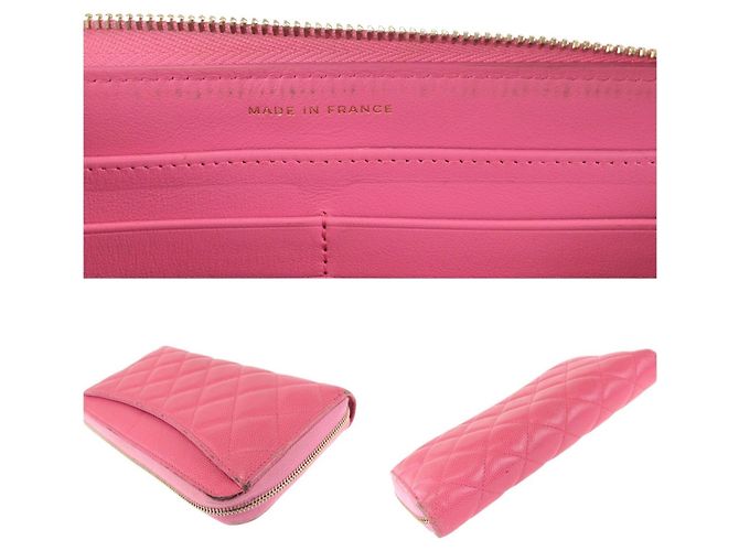 Cartera larga de piel de becerro granulada rosa Chanel - vista 7