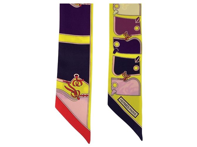Hermès HERMES Twilly Camails Seidentuch Gelb Multicolor Mehrfarben - Ansicht 3