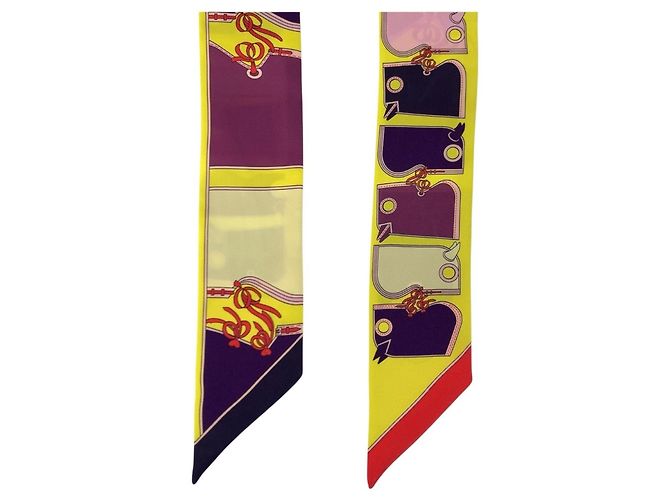Hermès HERMES Twilly Camails Seidentuch Gelb Multicolor Mehrfarben - Ansicht 4