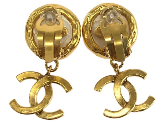 Chanel Vintage Coco Mark Vergoldete Clip-Ohrringe Golden - Ansicht 2