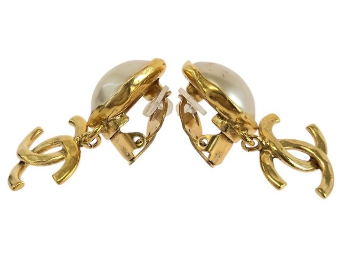 Chanel Vintage Coco Mark Vergoldete Clip-Ohrringe Golden - Ansicht 3