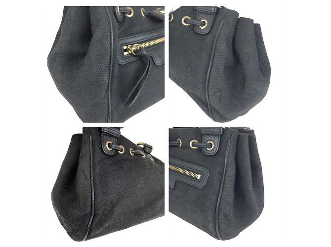 Bulgari Borsa a mano in pelle e tela nera Logomania Bvlgari Nero - vista 5