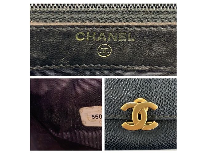 Chanel Coco Mark Black Leather Folding Wallet - view 3
