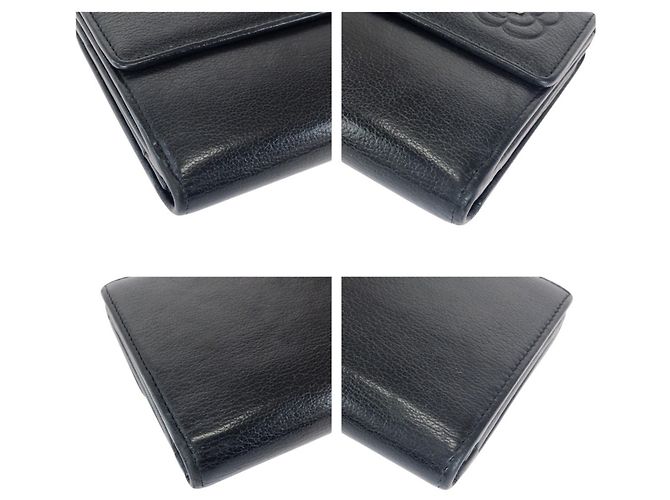 Cartera larga de cuero negro Chanel Camellia Coco Mark - vista 3