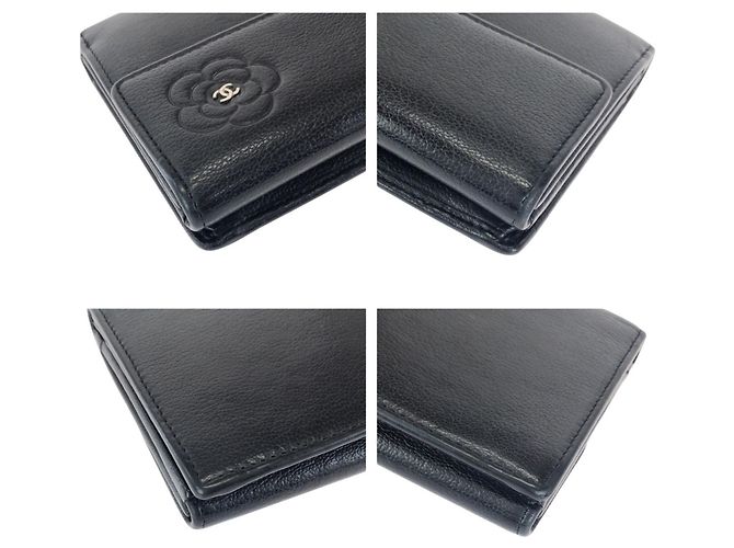 Cartera larga de cuero negro Chanel Camellia Coco Mark - vista 4