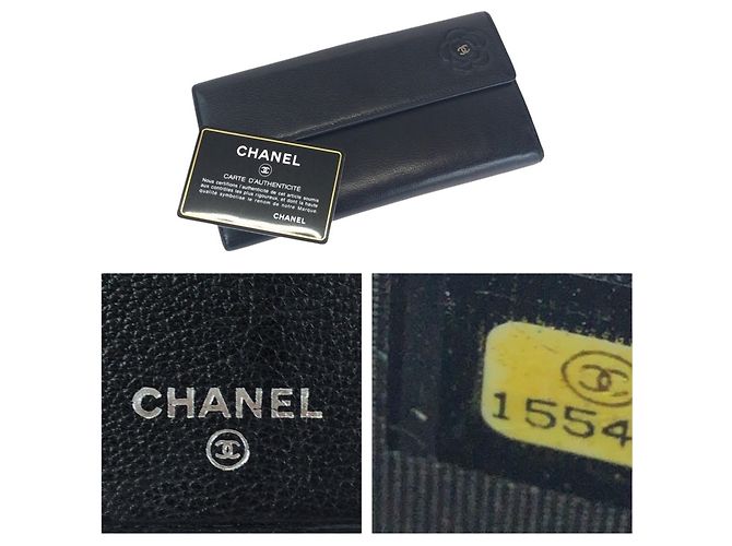 Cartera larga de cuero negro Chanel Camellia Coco Mark - vista 5