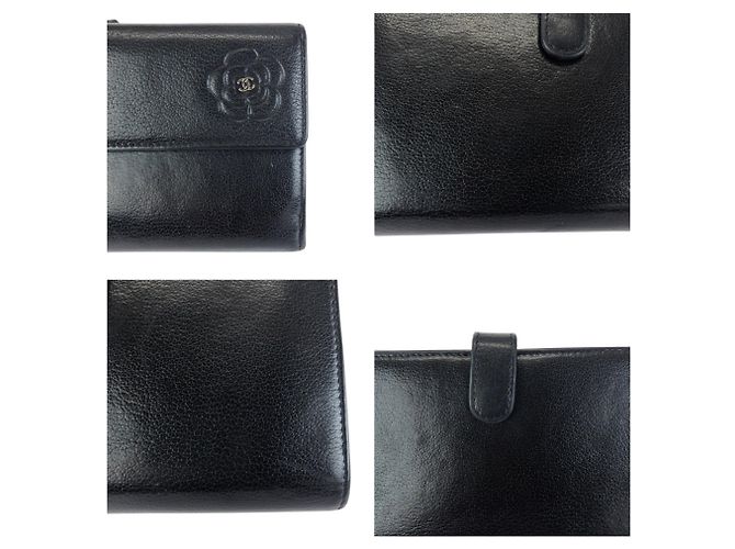 Cartera larga de cuero negro Chanel Camellia Coco Mark - vista 6