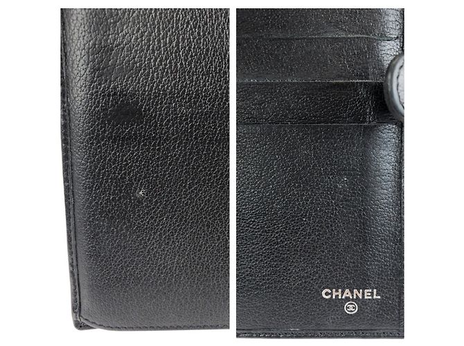 Cartera larga de cuero negro Chanel Camellia Coco Mark - vista 7