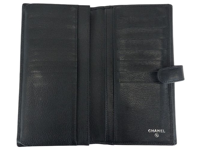 Cartera larga de cuero negro Chanel Camellia Coco Mark - vista 8