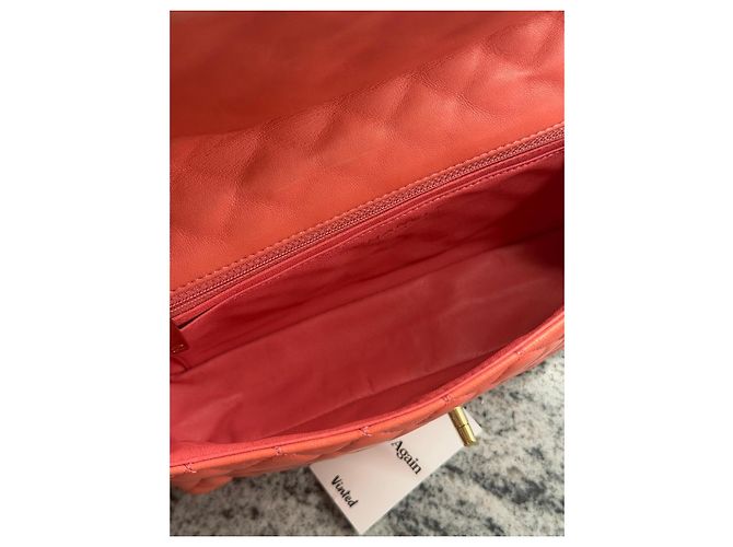 Borsa Chanel Classic Flap Medium Corallo in agnello - vista 10