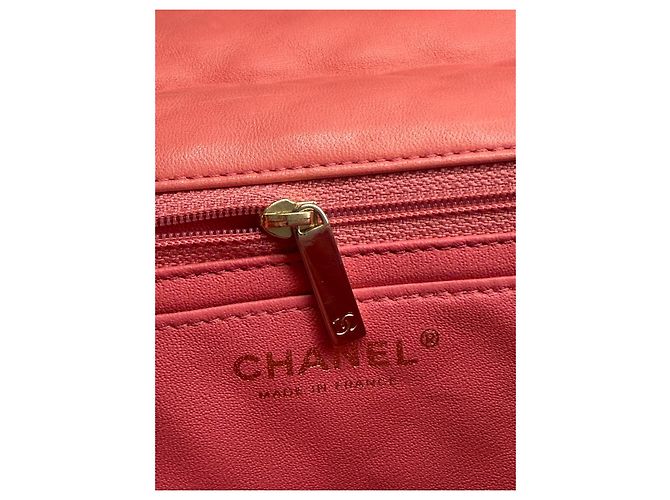 Borsa Chanel Classic Flap Medium Corallo in agnello - vista 12