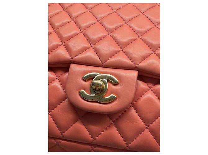 Borsa Chanel Classic Flap Medium Corallo in agnello - vista 4