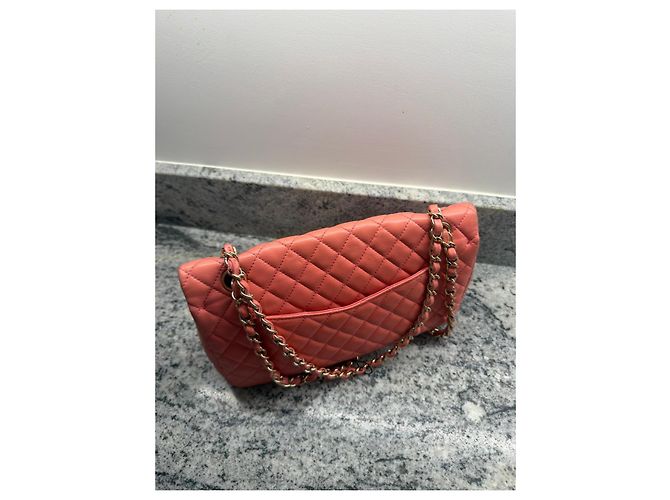 Borsa Chanel Classic Flap Medium Corallo in agnello - vista 6