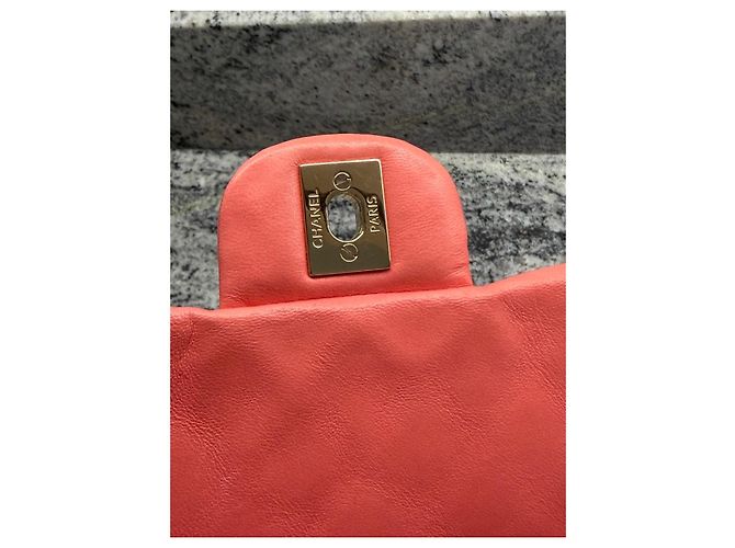 Borsa Chanel Classic Flap Medium Corallo in agnello - vista 9
