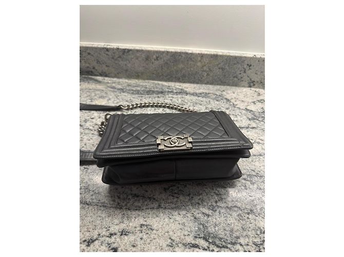 Chanel Borsa Boy Medium Nera Pelle Agnello Nero - vista 7