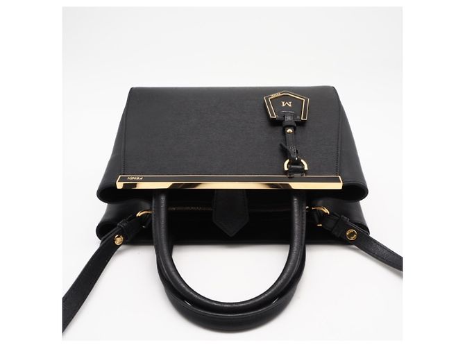 Borsa FENDI Leather Petite 2Jours Nero - vista 7