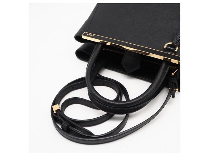 Borsa FENDI Leather Petite 2Jours Nero - vista 8