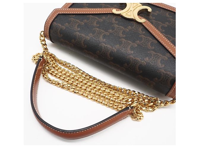 Triomphe Céline Bolso de Hombro Celine Margo Castaño Beige - vista 8