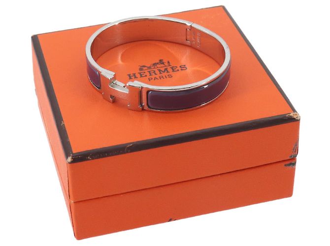 Pulseira Clic H PM Hermès em roxo e prata - vista 2