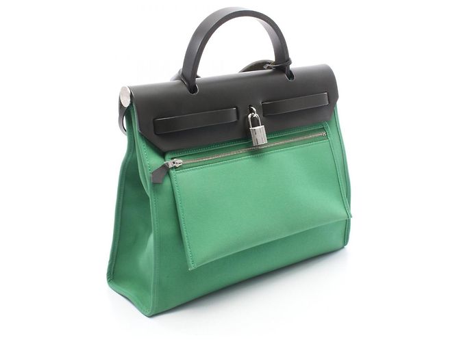 Hermès Borsa 2-Way Hermes Herbag Zip PM Nero Verde - vista 2