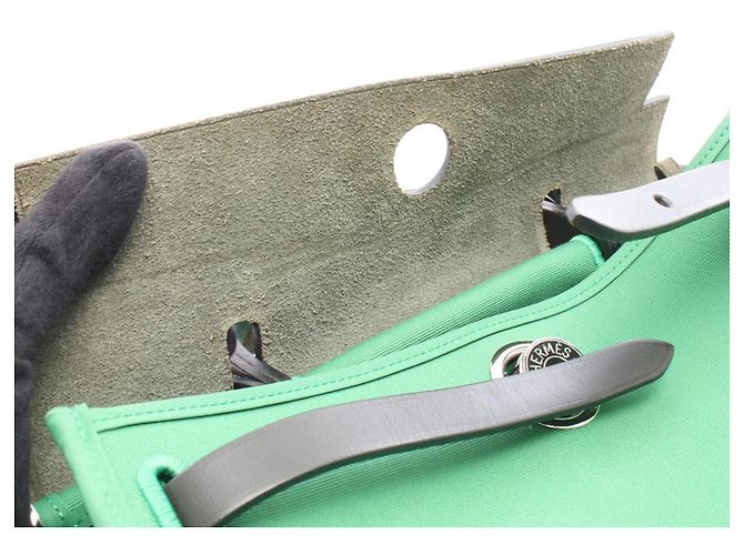 Hermès Borsa 2-Way Hermes Herbag Zip PM Nero Verde - vista 6