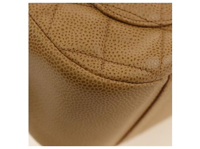 CHANEL Matelasse Chain Shoulder Bag Caviar Skin Beige Gold CC Auth 189729SV D'oro - vista 12