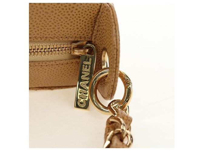 CHANEL Matelasse Chain Shoulder Bag Caviar Skin Beige Gold CC Auth 189729SV D'oro - vista 14