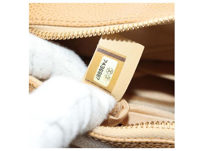 CHANEL Matelasse Chain Shoulder Bag Caviar Skin Beige Gold CC Auth 189729SV D'oro - vista 21