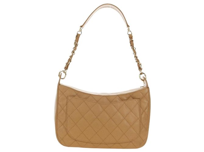 CHANEL Matelasse Chain Shoulder Bag Caviar Skin Beige Gold CC Auth 189729SV D'oro - vista 3