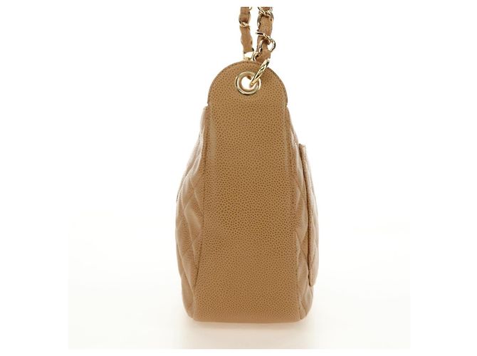 CHANEL Matelasse Chain Shoulder Bag Caviar Skin Beige Gold CC Auth 189729SV D'oro - vista 4