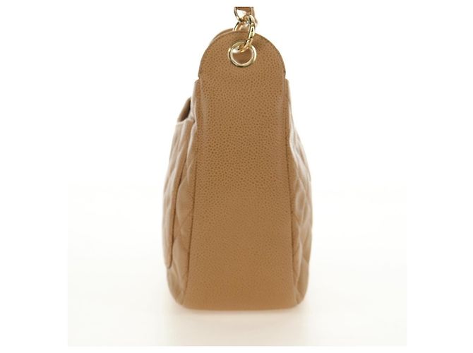 CHANEL Matelasse Chain Shoulder Bag Caviar Skin Beige Gold CC Auth 189729SV D'oro - vista 5