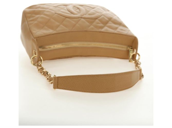 CHANEL Matelasse Chain Shoulder Bag Caviar Skin Beige Gold CC Auth 189729SV D'oro - vista 7