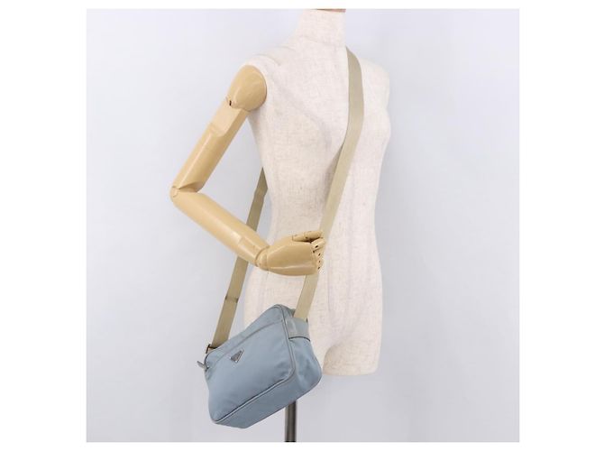 Borsa a Spalla PRADA Nylon Azzurro Chiaro Argento Auth 190750 Blu chiaro - vista 26