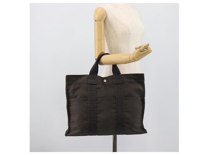 Hermès Borsa HERMES Her LineMM in tela Grigio Argento Auth 190781 Marrone - vista 20