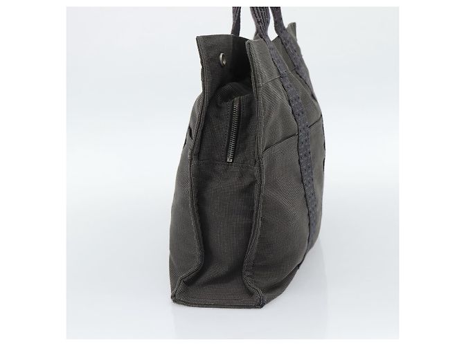 Hermès Borsa HERMES Her LineMM in tela Grigio Argento Auth 190781 Marrone - vista 5